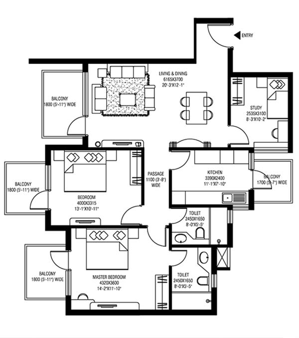 m3m escala 2 bhk 1600 floor plan